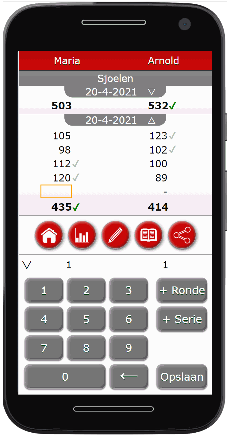 Sjoelen score app example 1